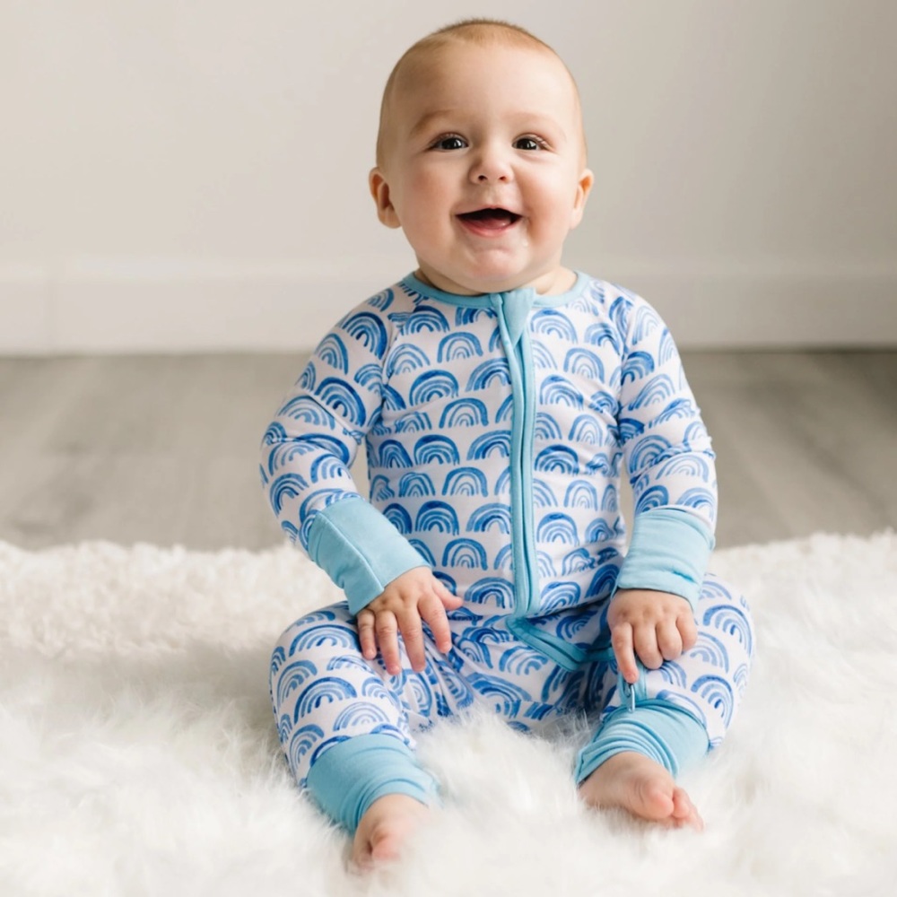 Little Sleepies Blue Rainbows Zippy 0-3 months old